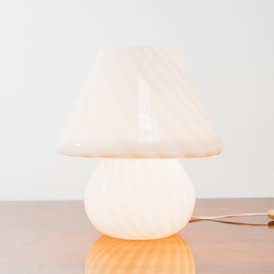 Grande Lampada Da Tavolo Murano Mushroom Rose 1970’s Design Pink Shade