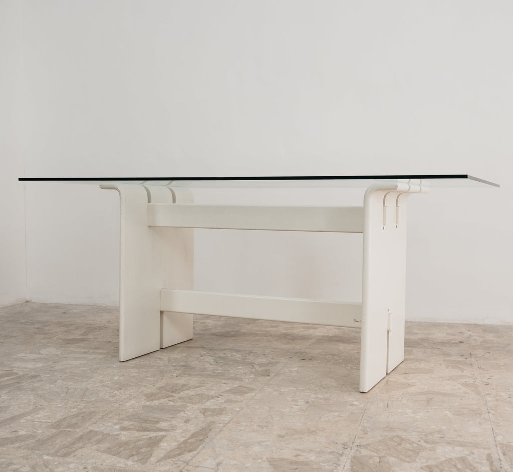 Tavolo Da Pranzo Pierre Cardin Legno E Cristallo Design Anni 70 Modernariato