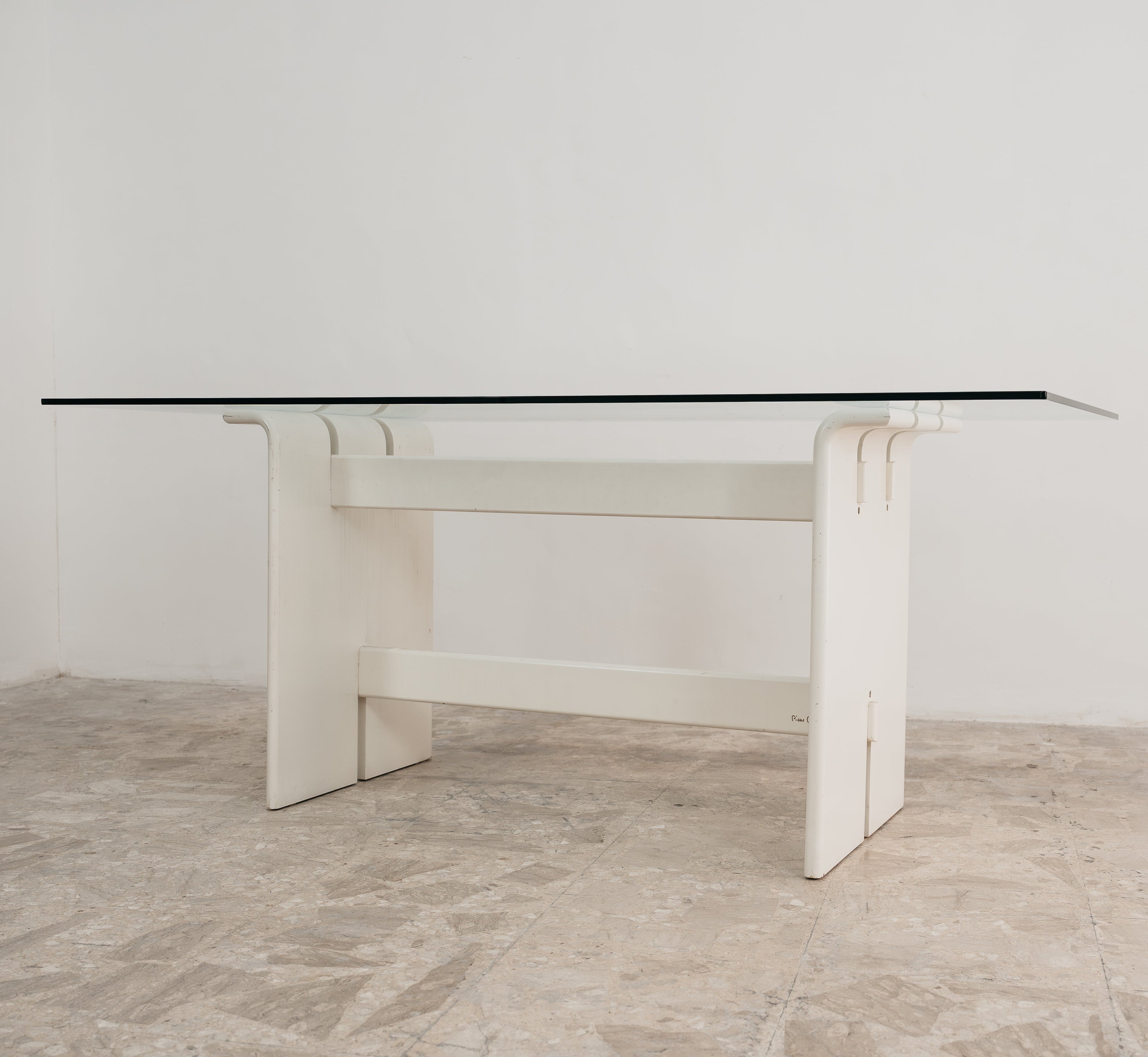 Tavolo Da Pranzo Pierre Cardin Legno E Cristallo Design Anni 70 Modernariato