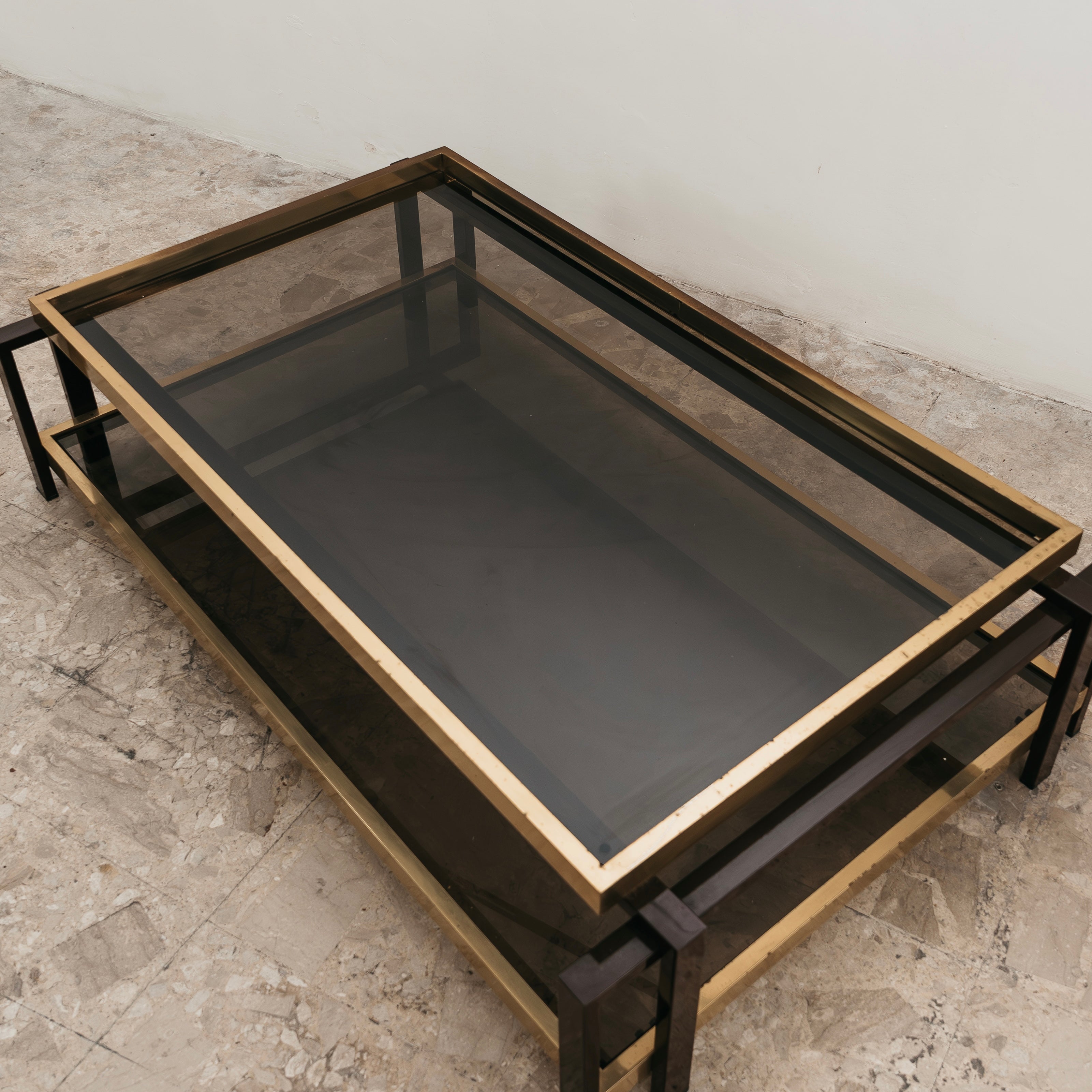 Coffee Table in Laquered Metal and Brass 1970’s