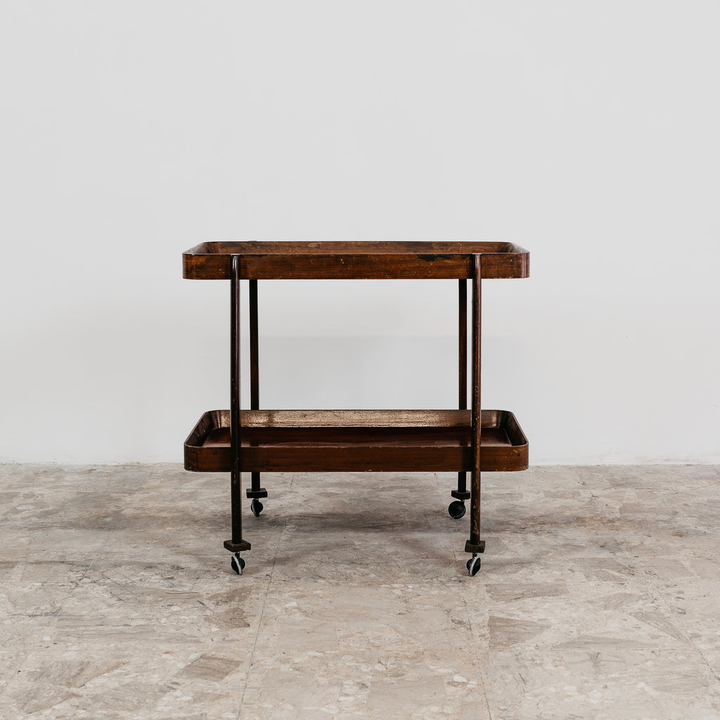 Carrello Portavivande In Legno Rustico 1950’s Mid Century Design
