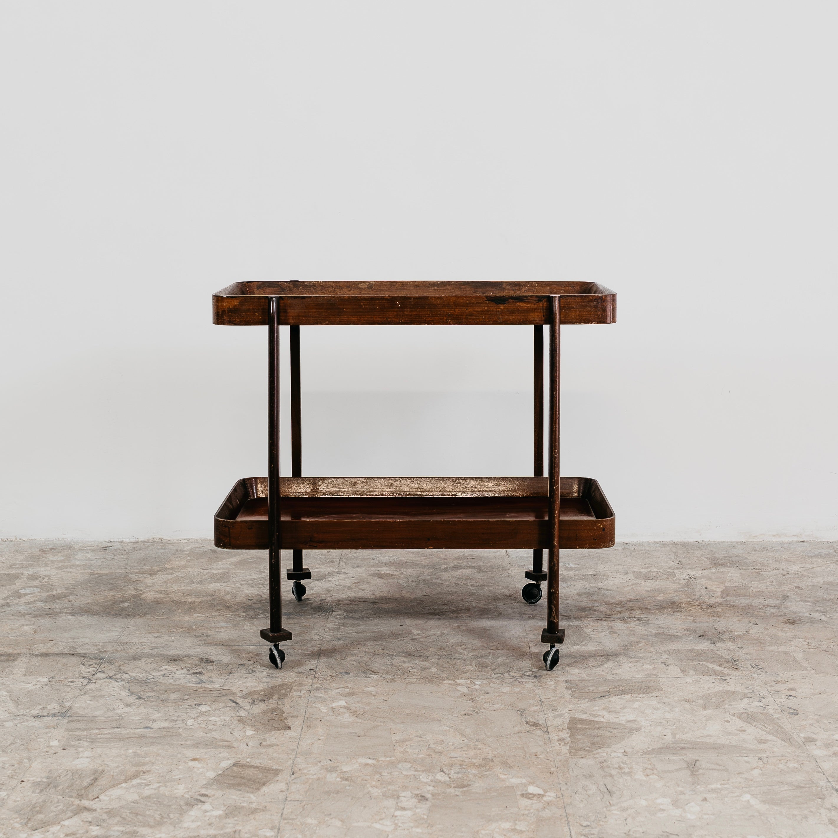 Carrello Portavivande In Legno Rustico 1950’s Mid Century Design
