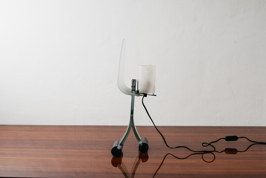 Lampada Da Tavolo Silhouette Design Table Lamp Marble & Glass 1980’s Postmodern