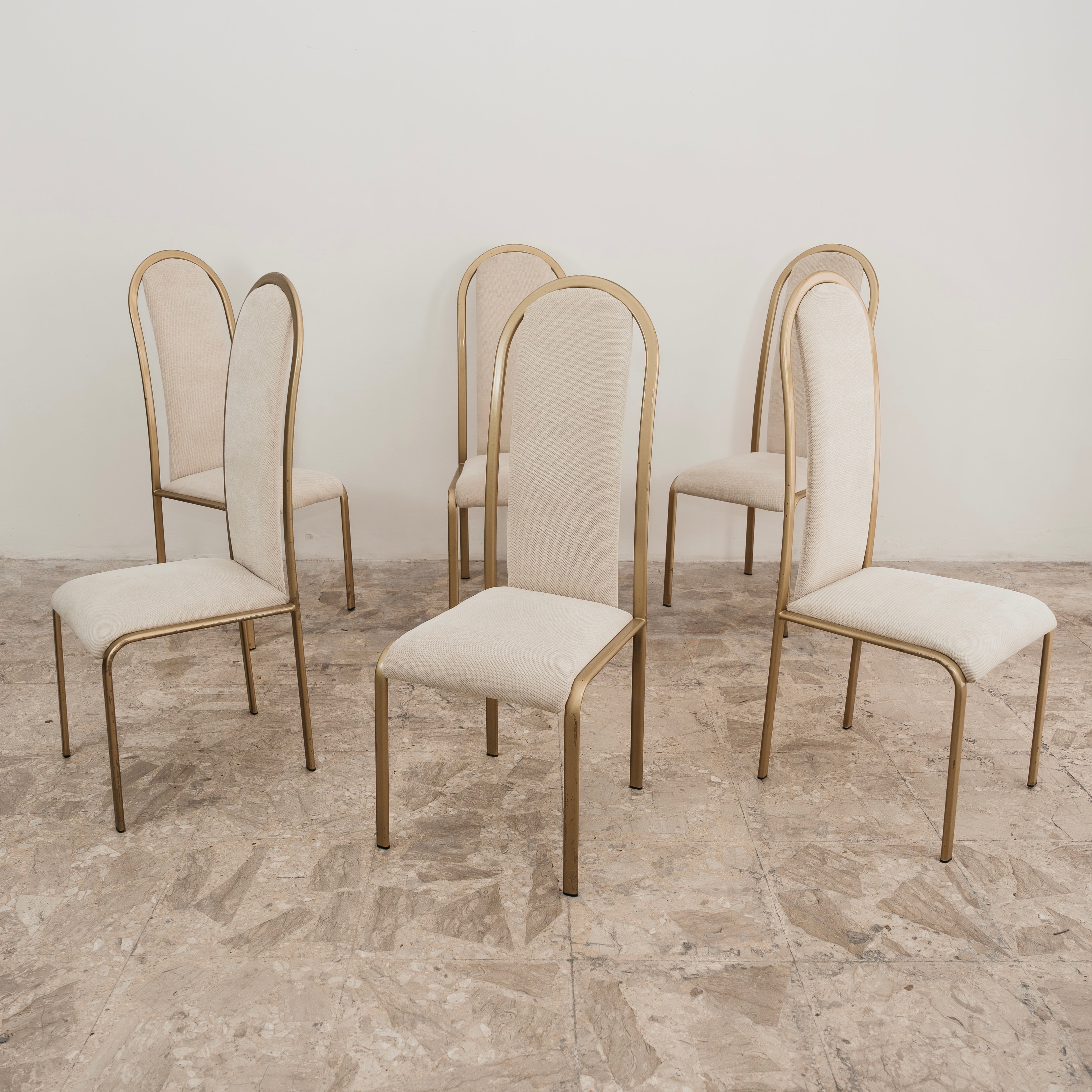 Set da pranzo composto da 6 sedie con schienale alto, Manifattura Italiana , Anni ‘70