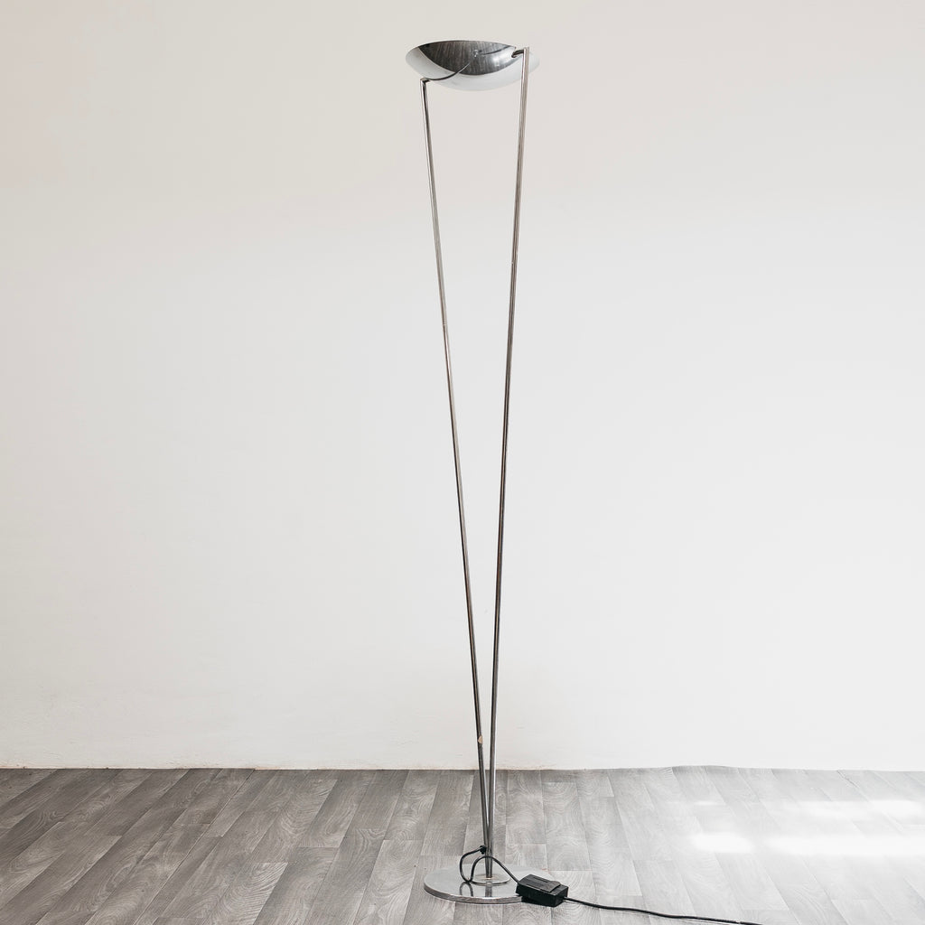Lampada da Terra con Struttura in Acciaio Design Minimalista Anni 80