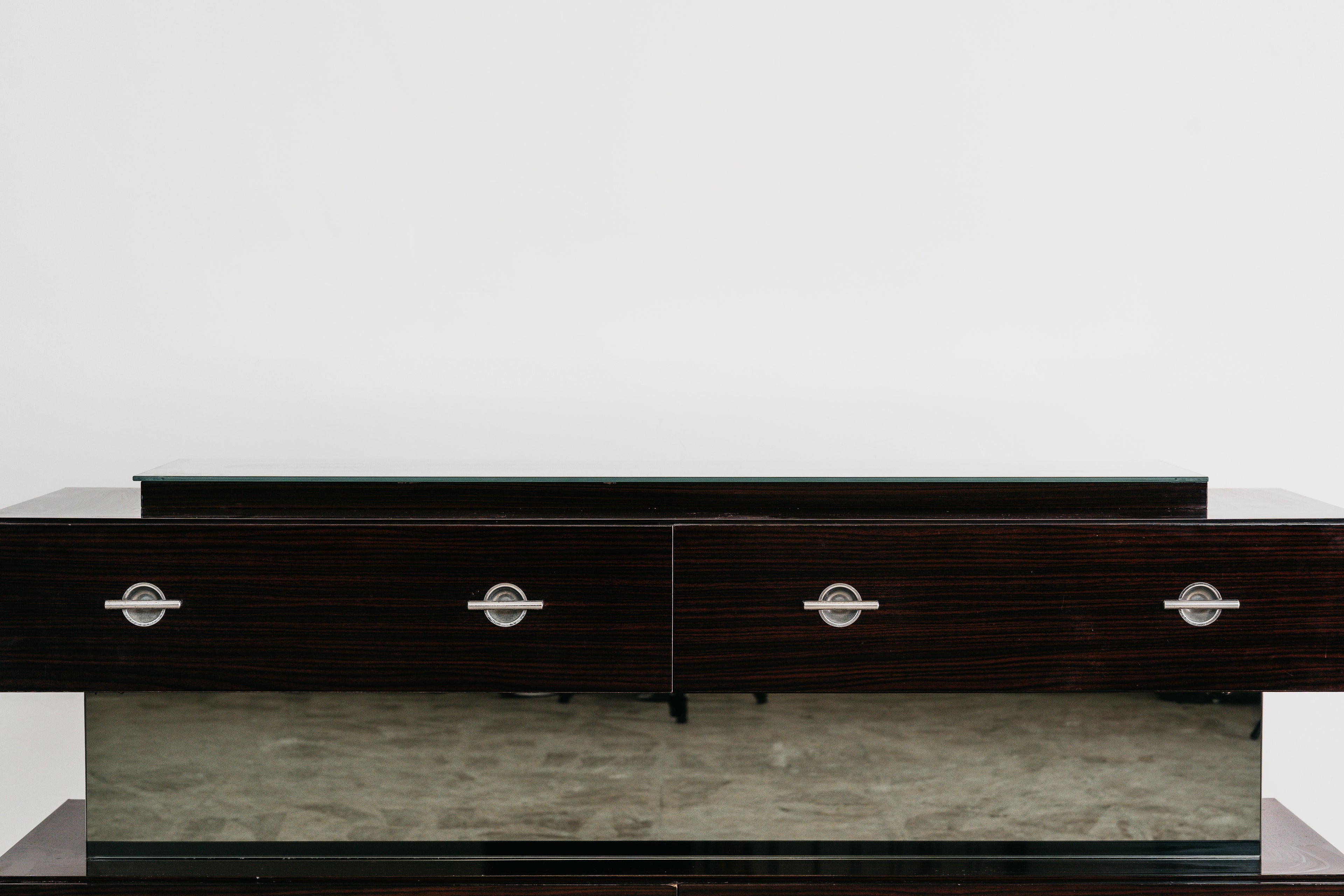 Comò Cassettiera In Legno Impiallacciato Vetro Cubic Design Modernariato 1980’s