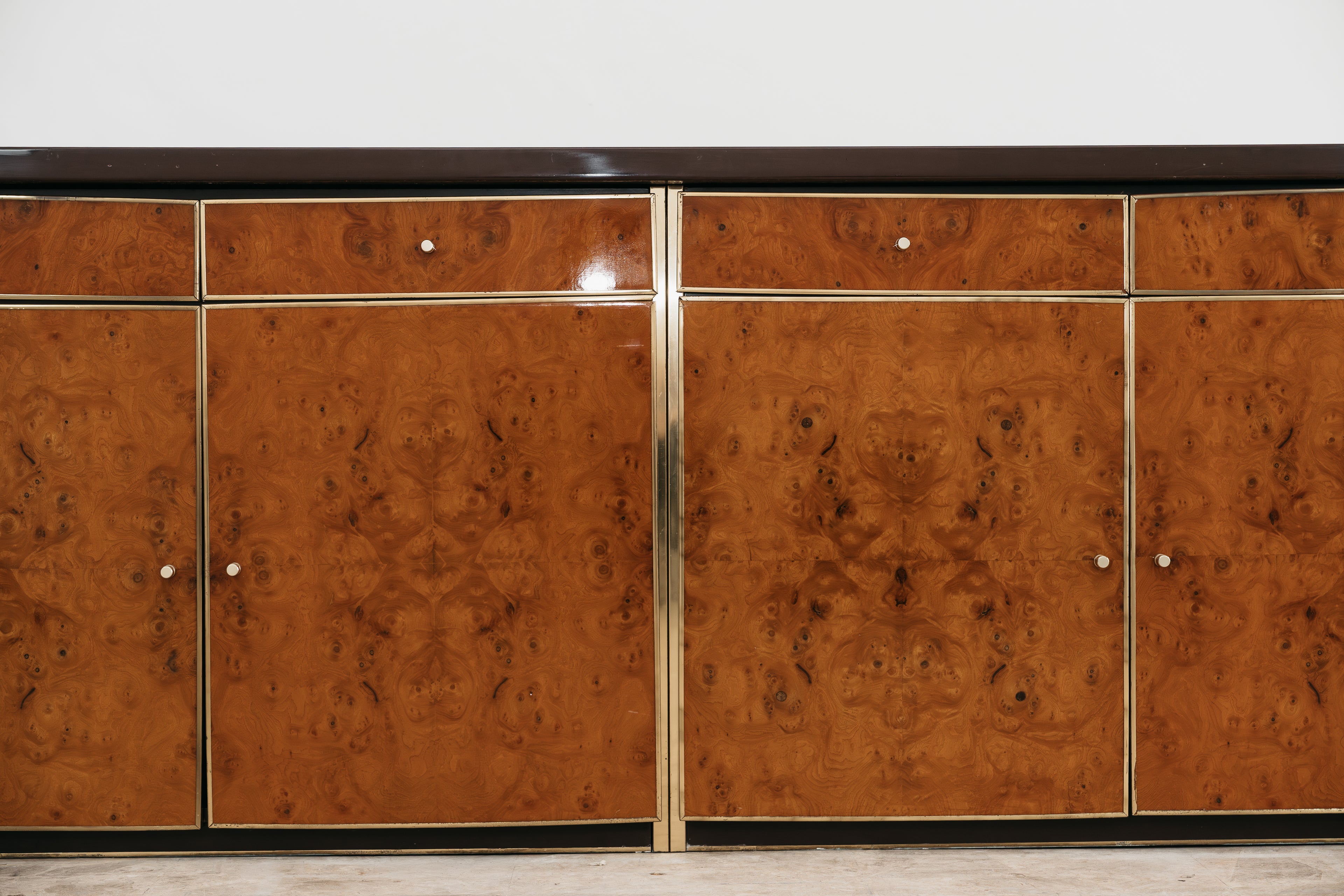 Sideboard In Radica E Metallo Dorato Modernariato Anni ‘70