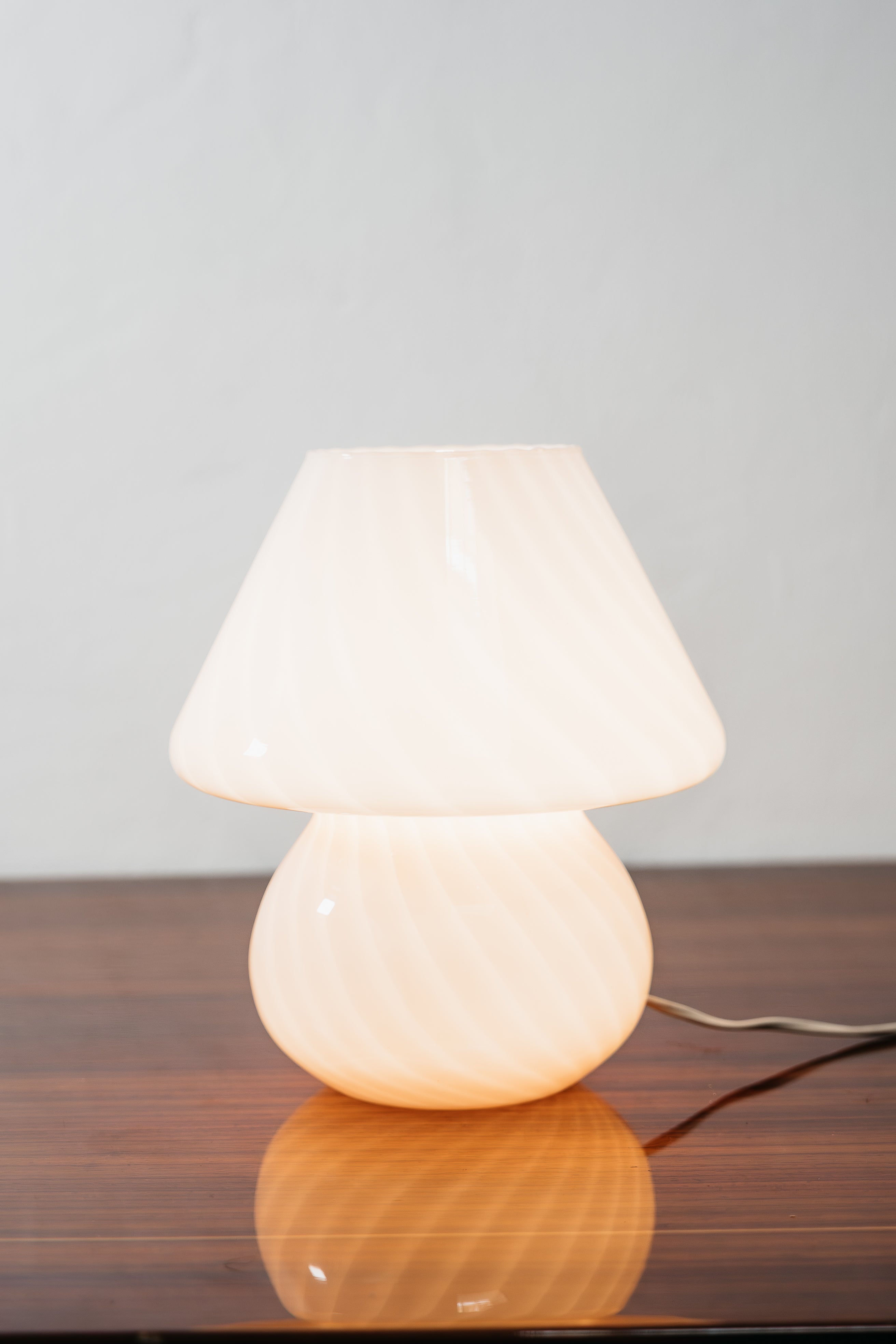Coppia Di Lampade Da Tavolo Murano Mushroom Rose 1970’s Design Pink Shade
