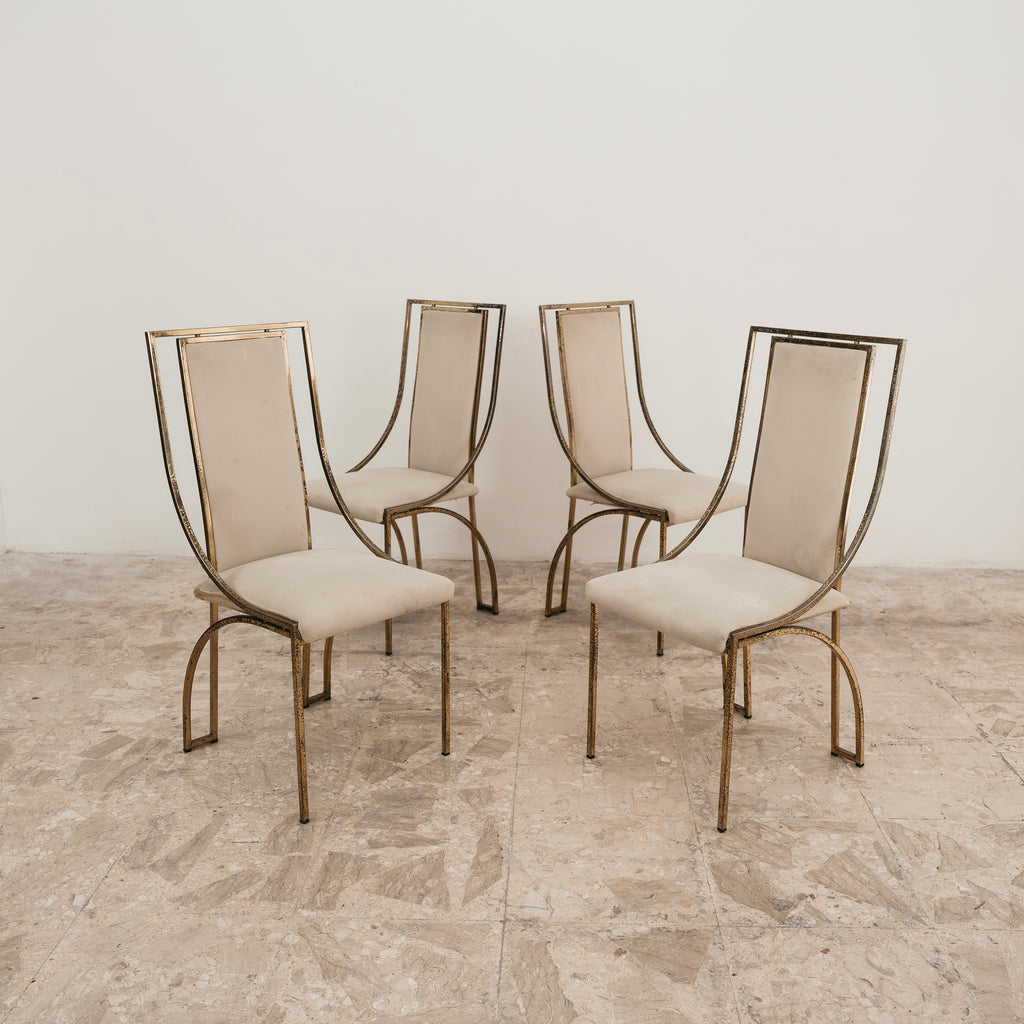 Set Da Pranzo 4 Vintage Italian Brass Dining Chairs by Zevi Design 1970’s