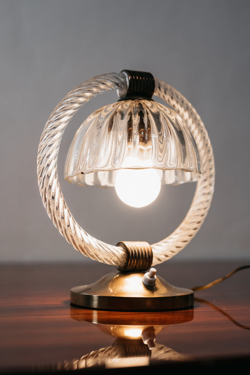 Barovier & Toso Coppia Di Abat-Jour In Vetro Di Murano E Ottone Anni ‘50 Vintage