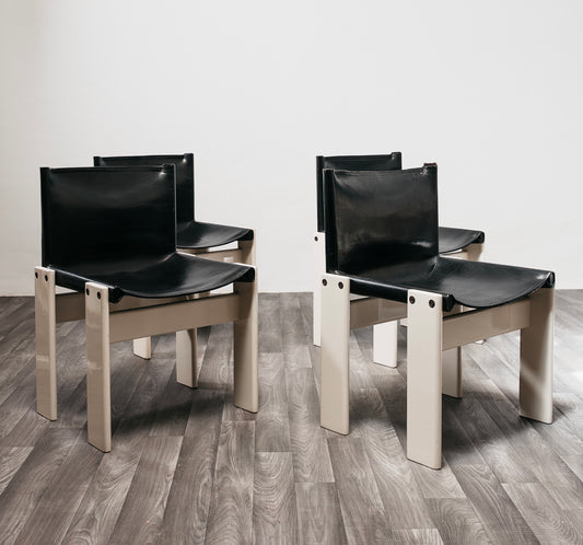 Set di 4 sedie “Monk” Afra & Tobia Scarpa Molteni&C Rare Edition 1980's Design