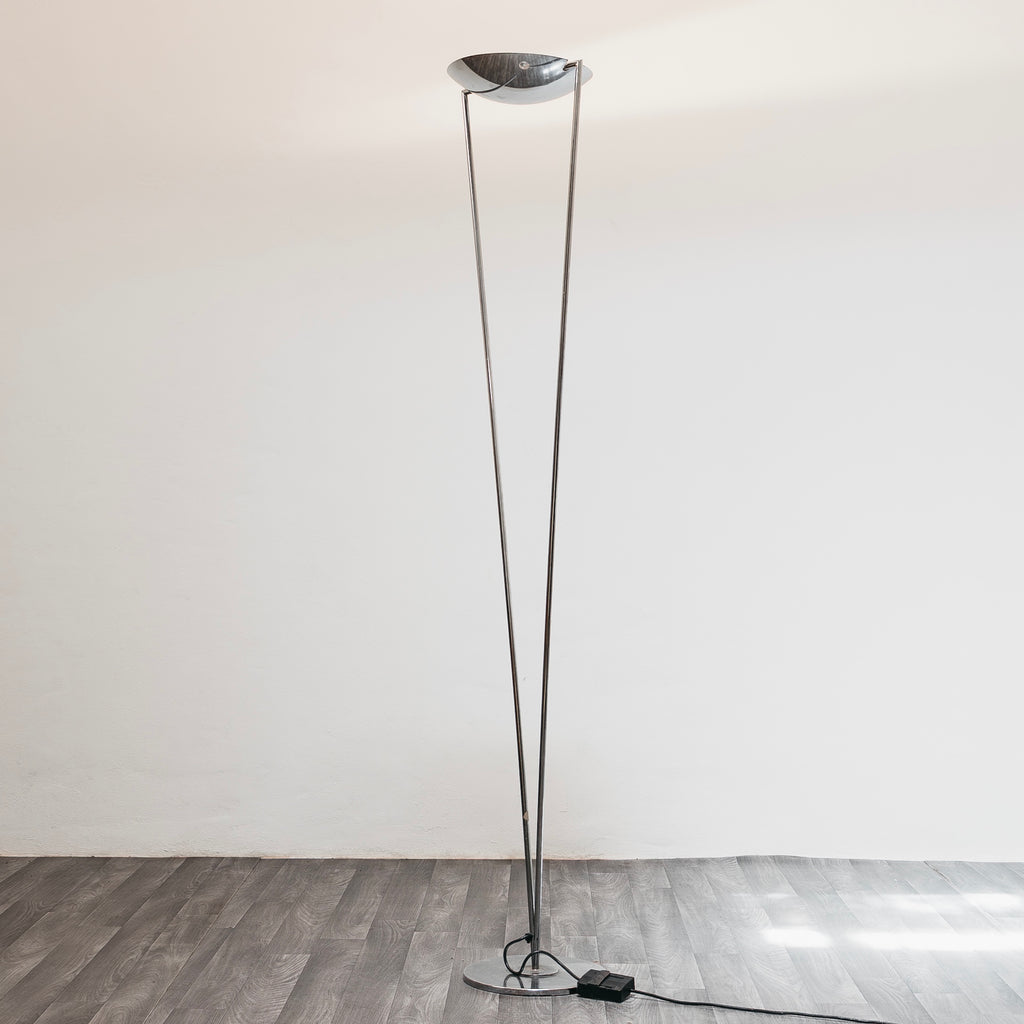 Lampada da Terra con Struttura in Acciaio Design Minimalista Anni 80