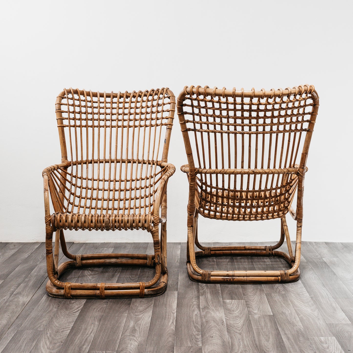 Tito Agnoli B4 Bonacina Coppia Di Poltrone Rattan Mid-Century Design 1950’s