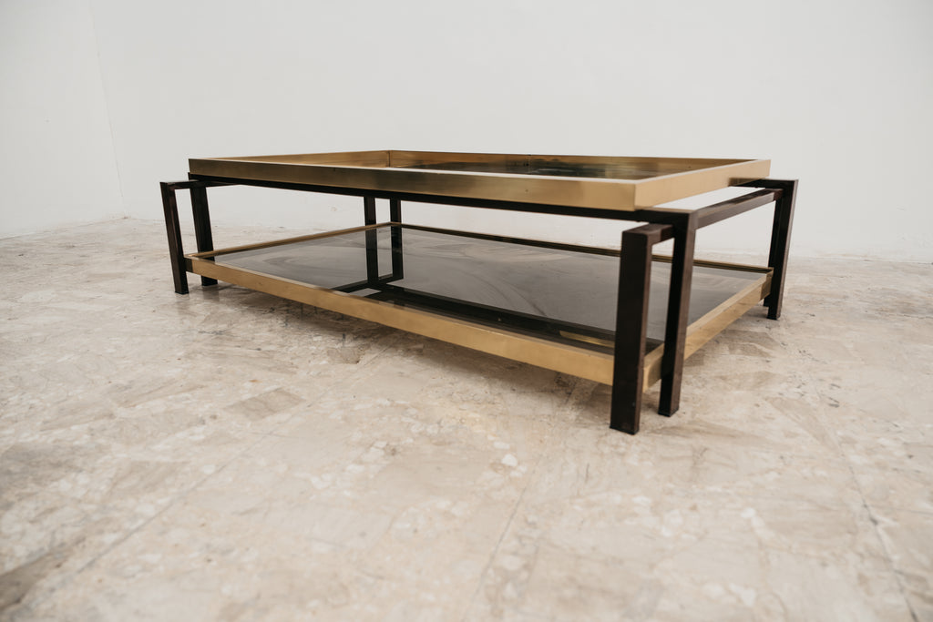 Coffee Table in Laquered Metal and Brass 1970’s