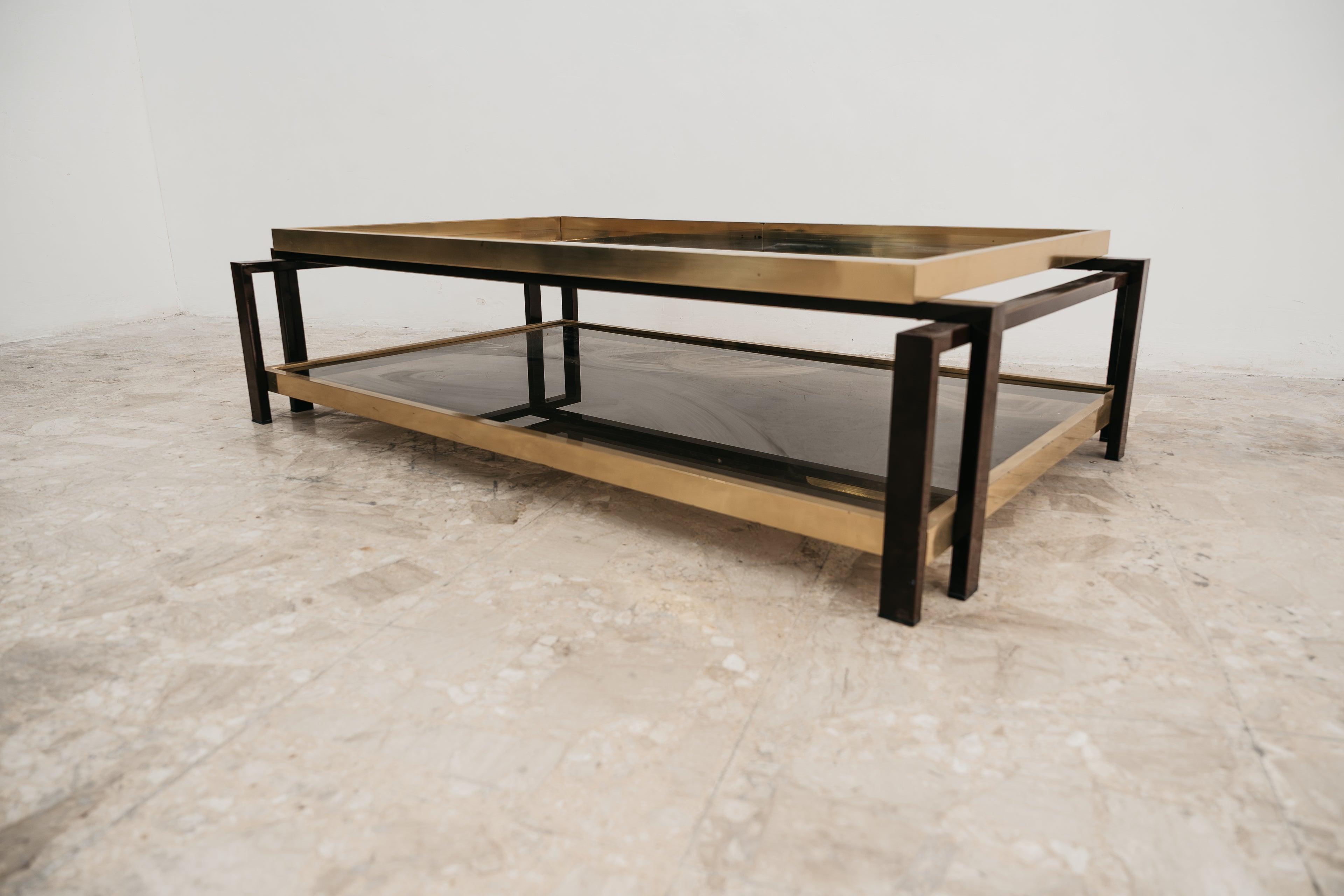 Coffee Table in Laquered Metal and Brass 1970’s