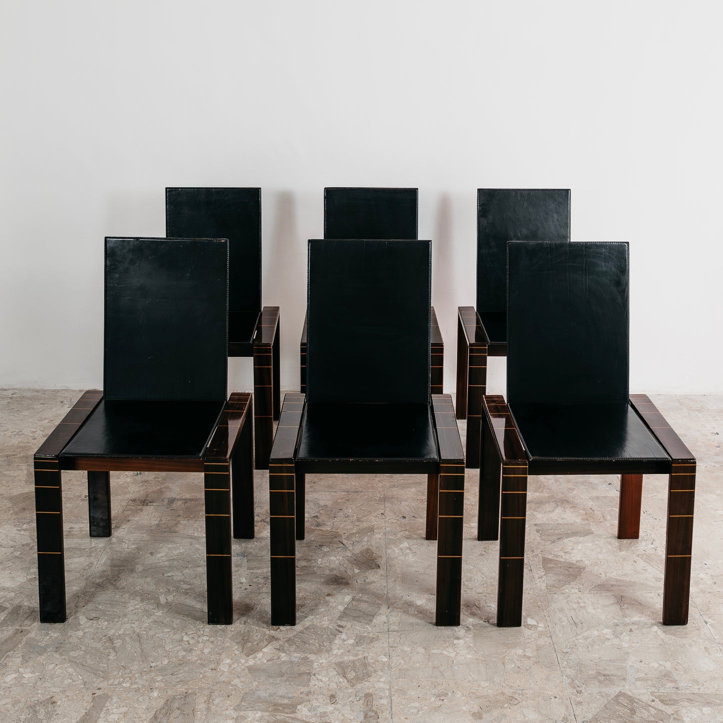 Set 6 Sedie Da Pranzo Palissandro Mid-Century Nello Stile Di Afra & Tobia Scarpa