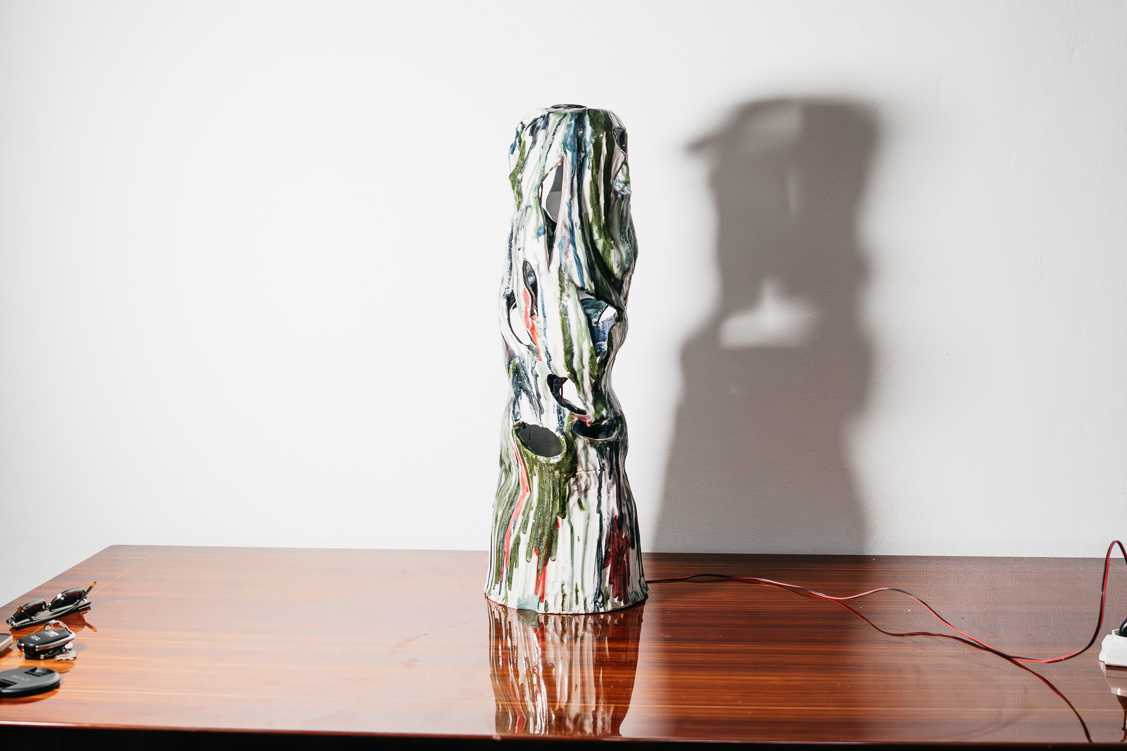 Ernesto Treccani Attr. Lampada Scultorea Da Tavolo/ Da Terra Ceramica Design Modernariato