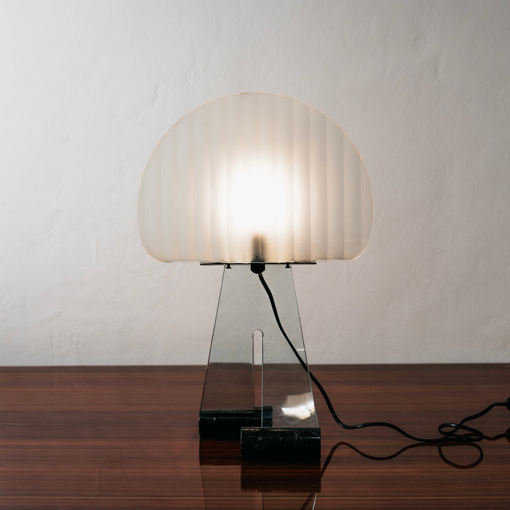 Lampada Da Tavolo Silhouette Design Table Lamp Marble & Glass 1980’s Postmodern