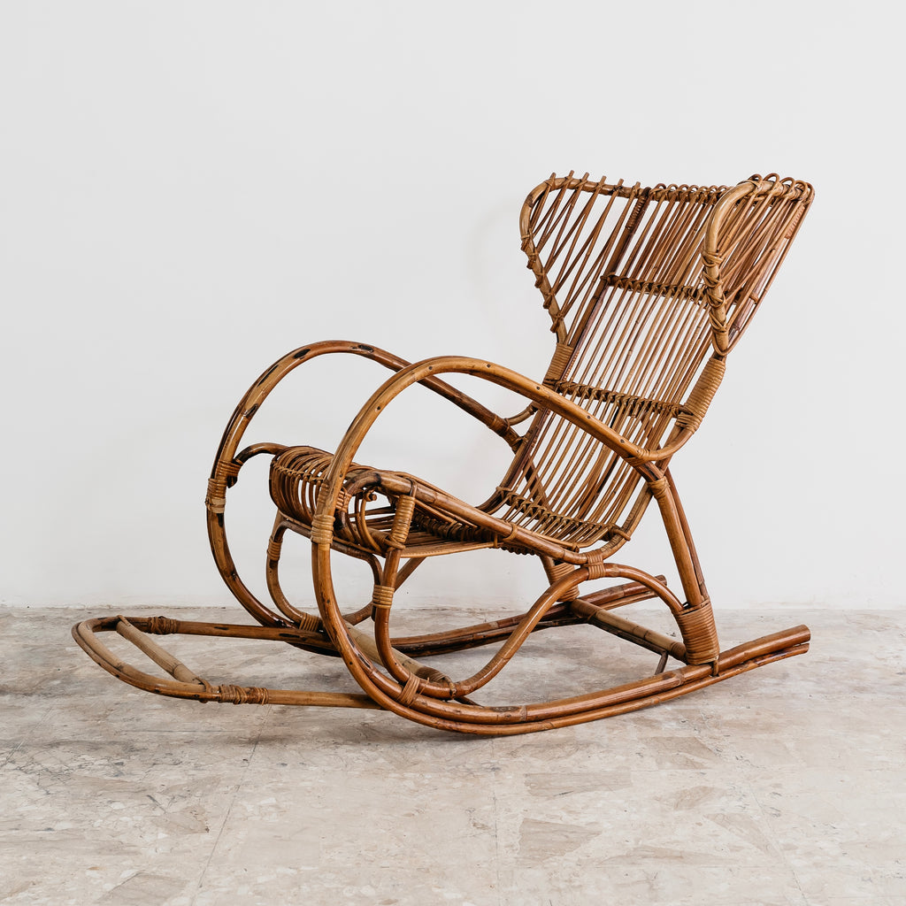 Poltrona a Dondolo Rocking Chair Francese Vintage Design Modernariato 1960’s