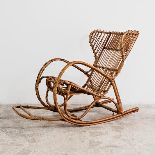 Poltrona a Dondolo Rocking Chair Francese Vintage Design Modernariato 1960’s