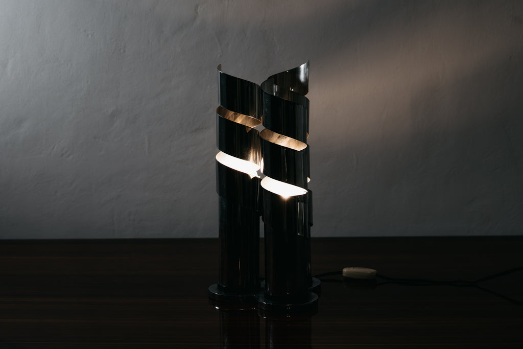Lampada Da Tavolo Design Acciaio Cromato Spirale LAMA Italy Anni ‘70