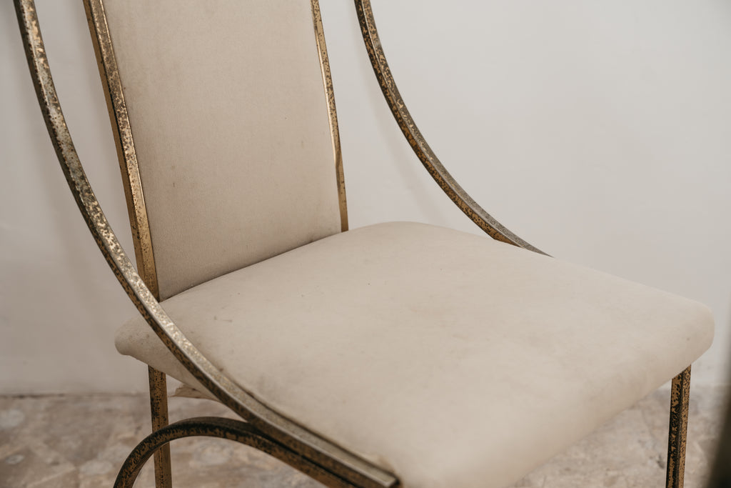 Set Da Pranzo 4 Vintage Italian Brass Dining Chairs by Zevi Design 1970’s