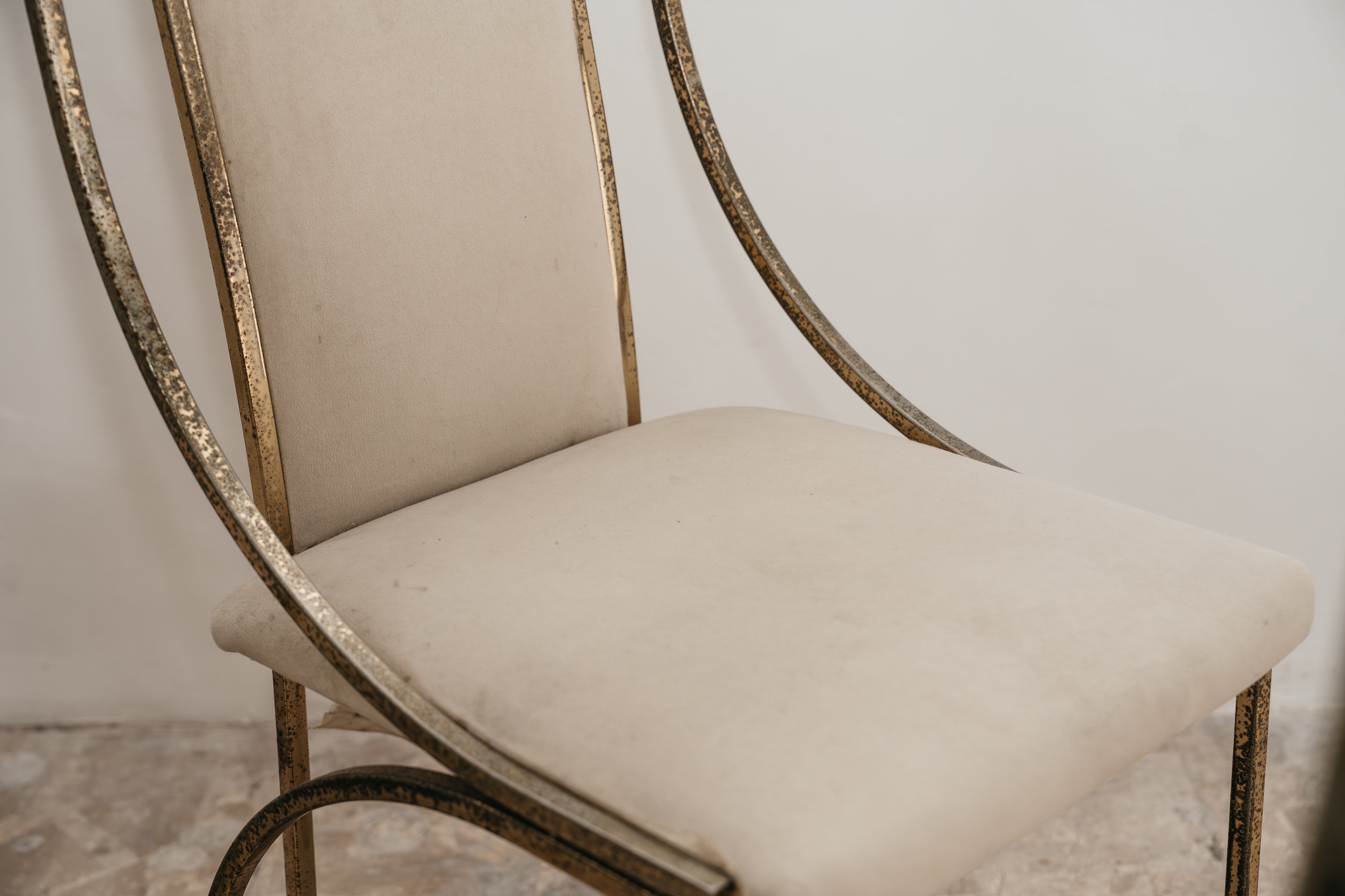 Set Da Pranzo 4 Vintage Italian Brass Dining Chairs by Zevi Design 1970’s