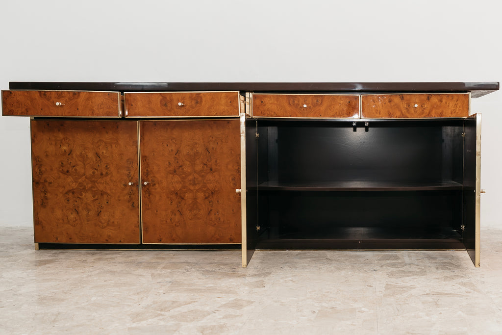 Sideboard In Radica E Metallo Dorato Modernariato Anni ‘70
