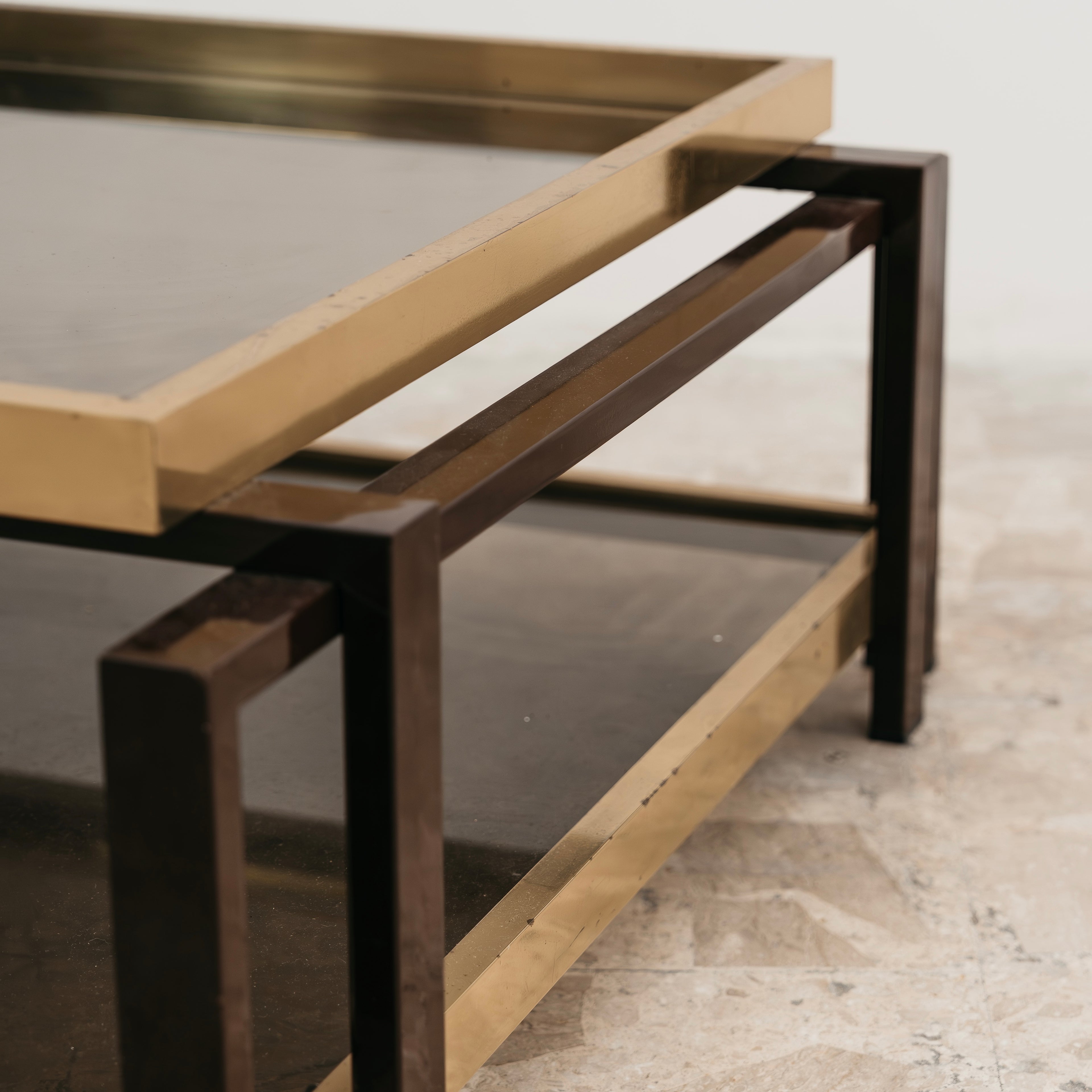 Coffee Table in Laquered Metal and Brass 1970’s