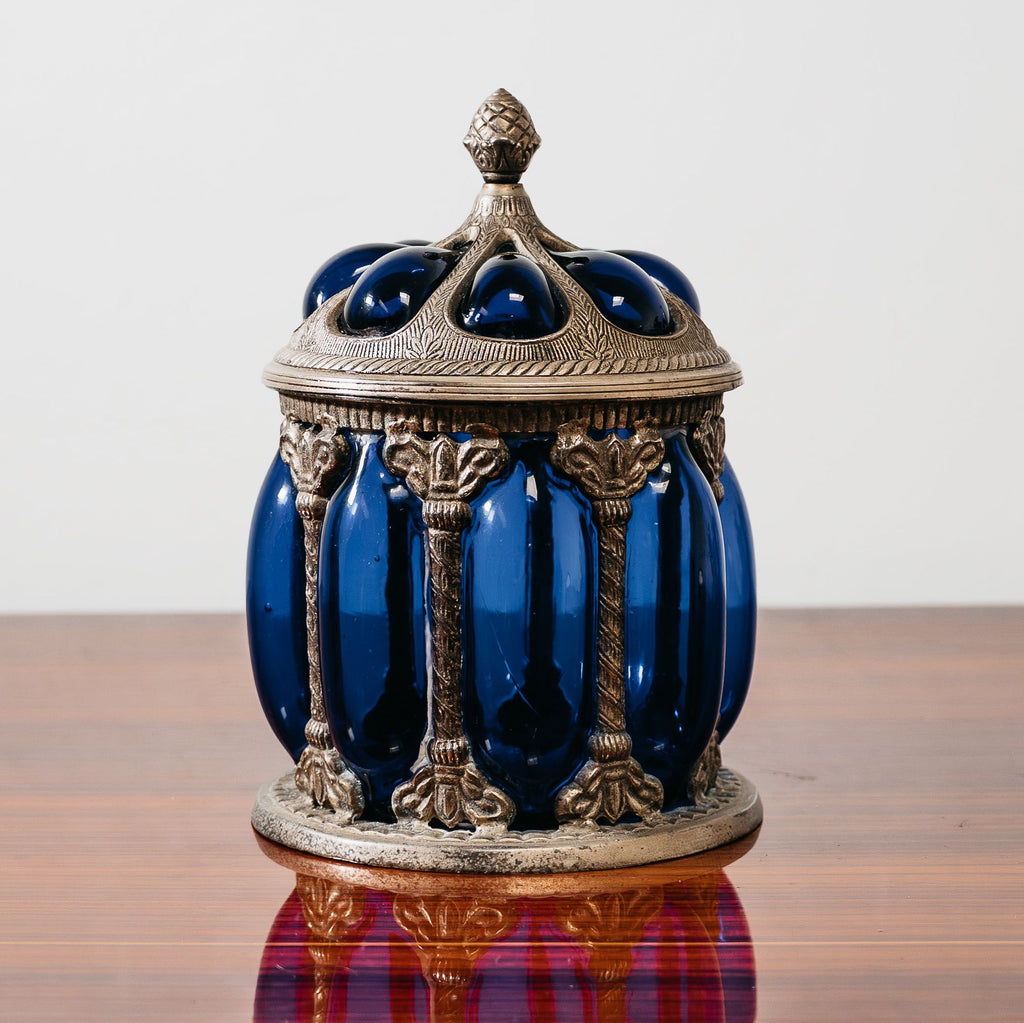 Centrotavola Large Royal Sheffield Collection Blue Service Jar 1950’s Vintage