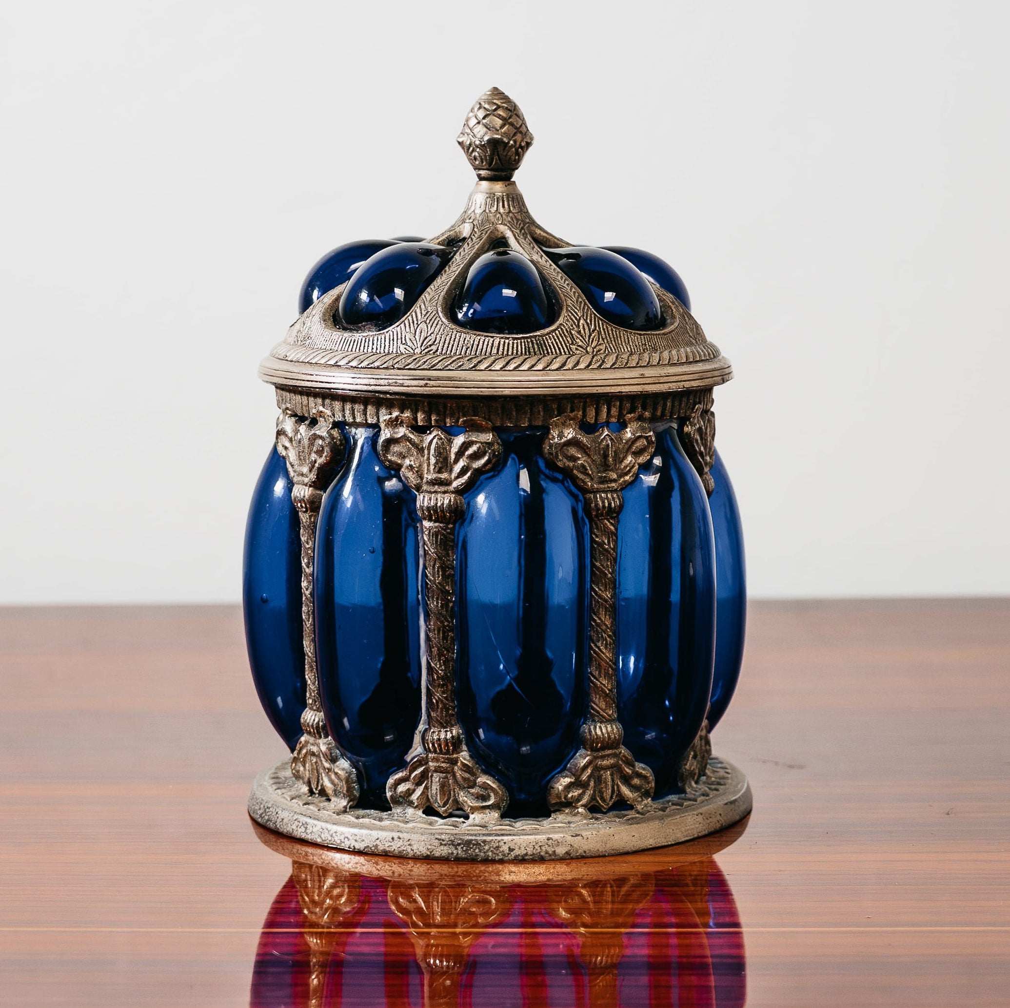 Centrotavola Large Royal Sheffield Collection Blue Service Jar 1950’s Vintage