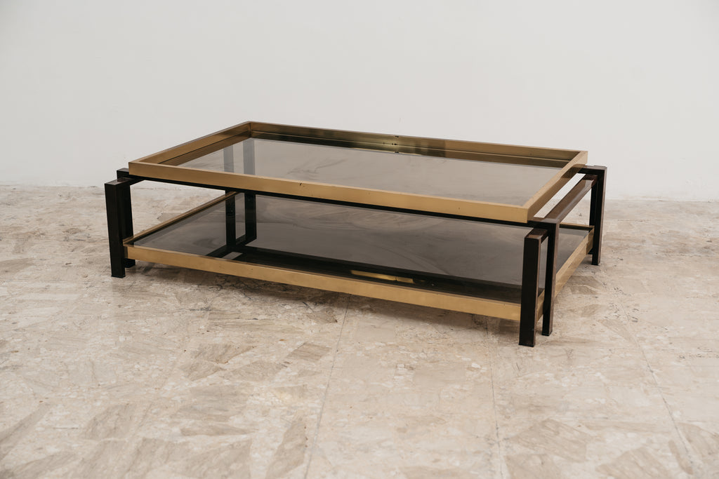 Coffee Table in Laquered Metal and Brass 1970’s