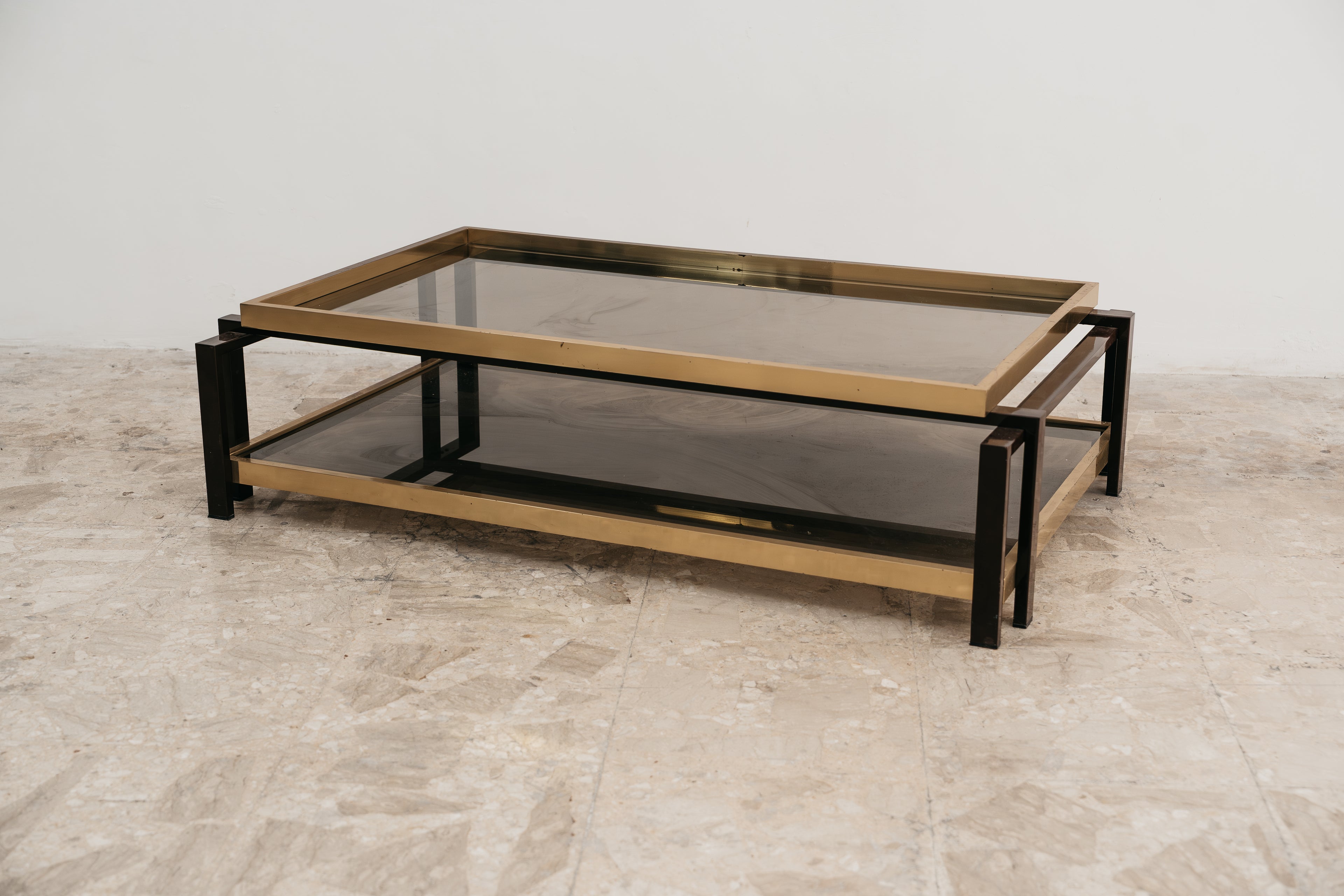 Coffee Table in Laquered Metal and Brass 1970’s