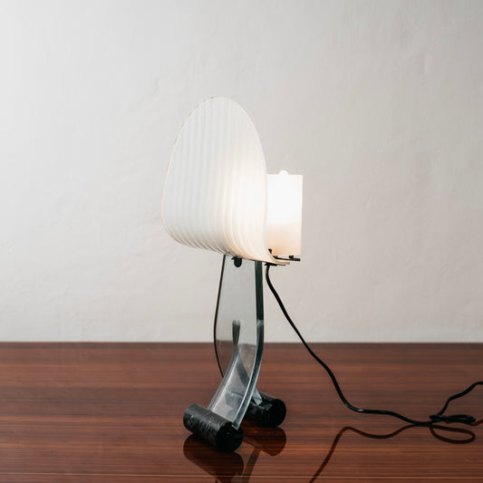 Lampada Da Tavolo Silhouette Design Table Lamp Marble & Glass 1980’s Postmodern