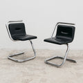 Luigi Bardini Coppia Di Poltroncine Design Anni ‘70 Chrome Tubular Steel