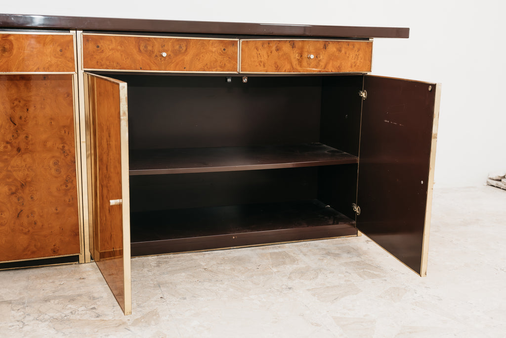 Sideboard In Radica E Metallo Dorato Modernariato Anni ‘70