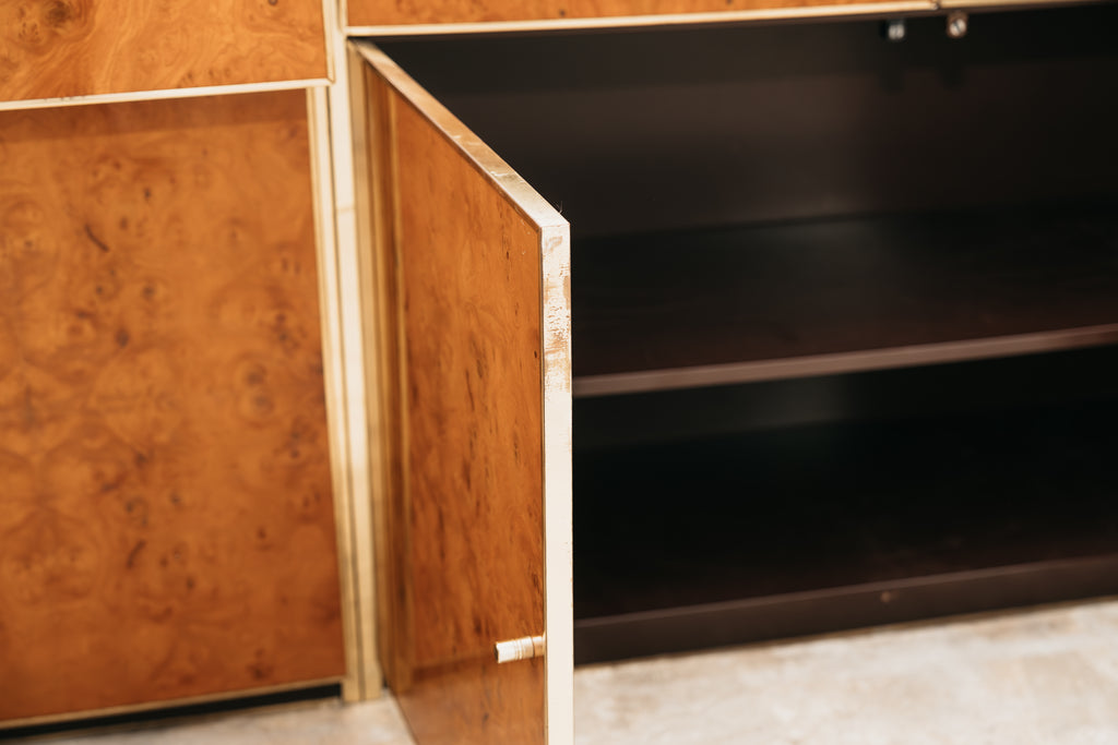 Sideboard In Radica E Metallo Dorato Modernariato Anni ‘70