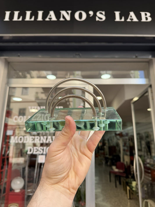 3 PCS DA SCRIVANIA IN VETRO VERDE NILO ATTRIBUITO A FONTANA ARTE ANNI 70